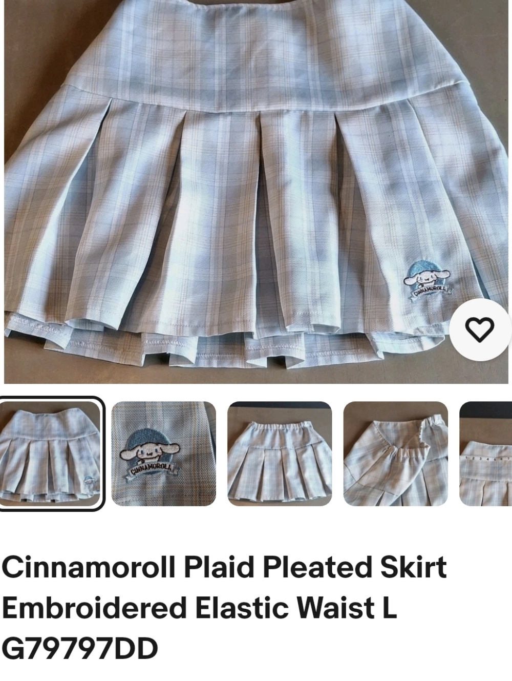 Sanrio Cinnamoroll Light Blue Plaid Pleated Skirt